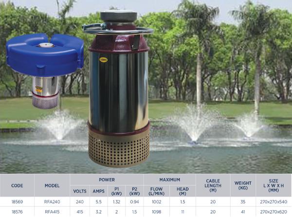 Reefe RFA240 floating dam aeration pump specifications