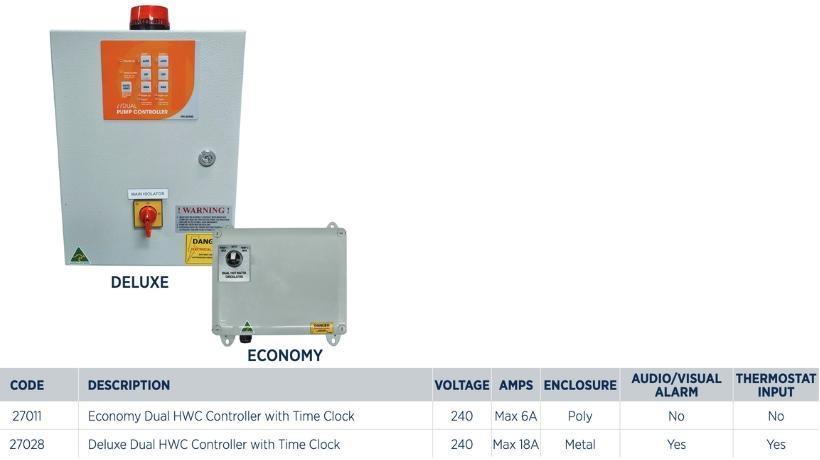 Reefe dual hot water controller w time clock specifications