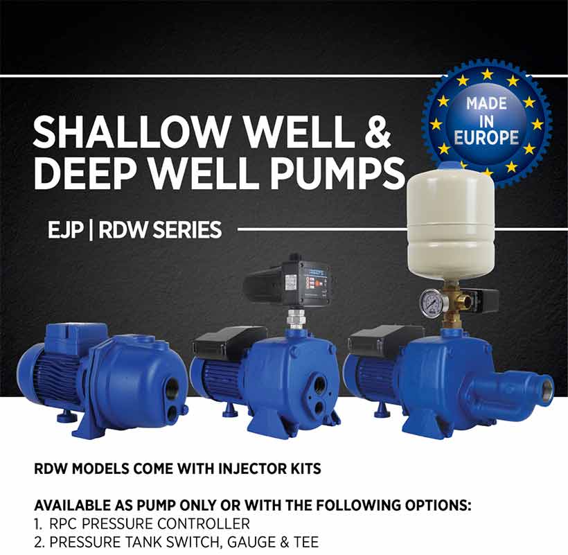 Reefe shallow well and deep well water pump range
