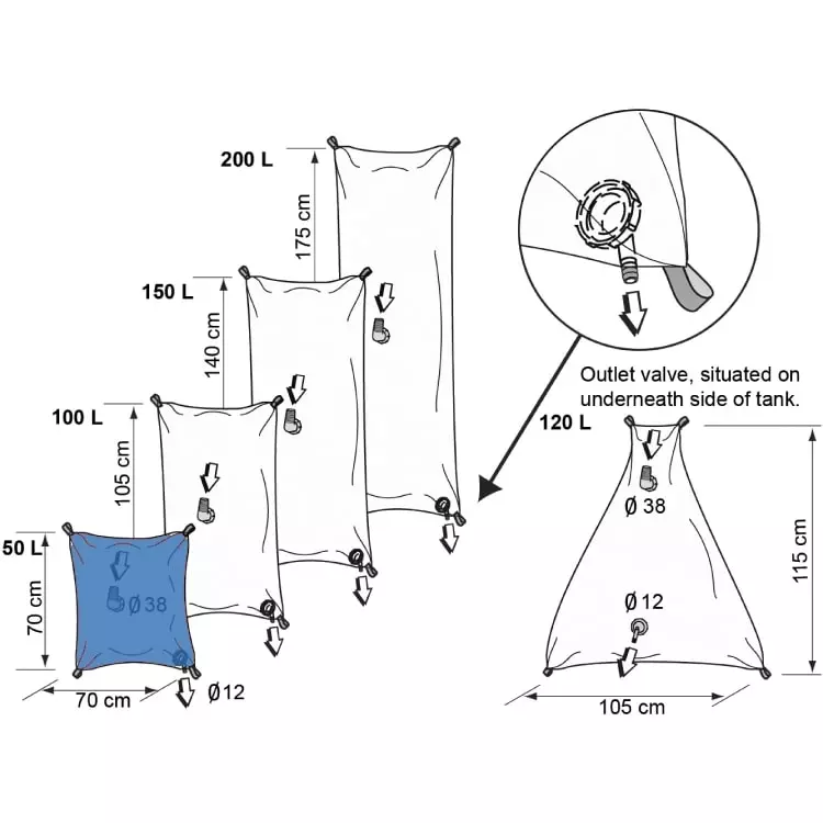 50 litre freshwater flexible water storage tank