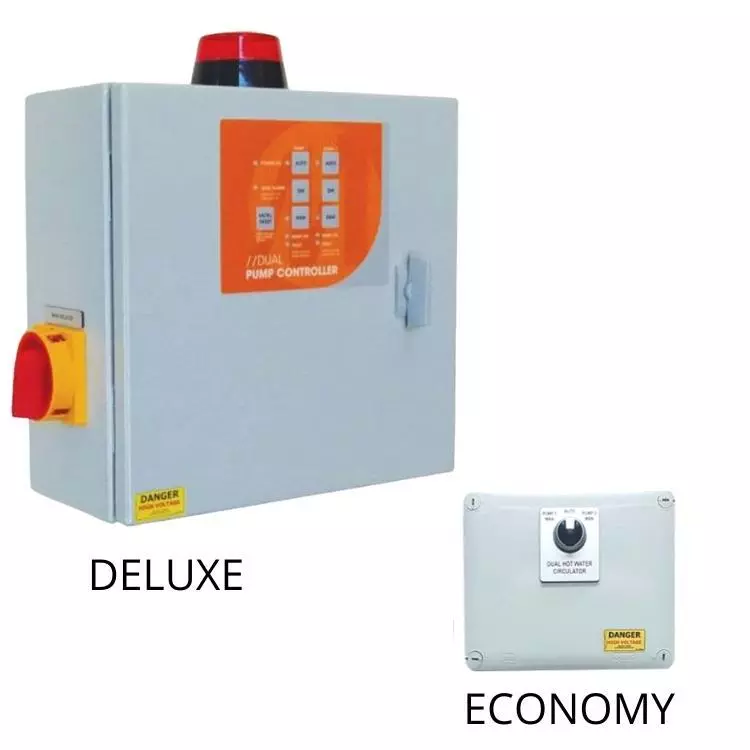 Economy dual hot water pump controller with time clock