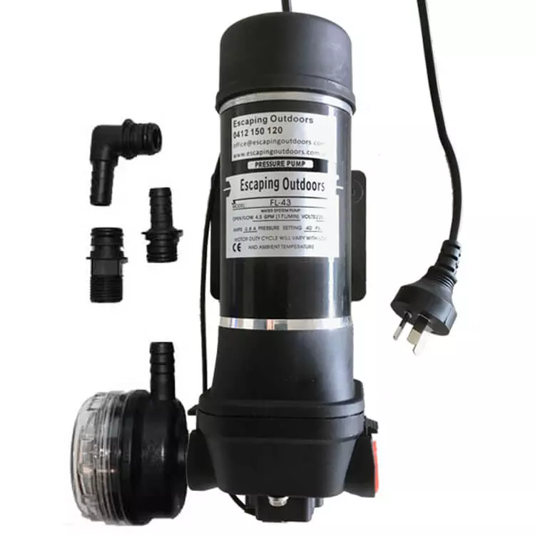 Escaping Outdoors FL43BP 240v diaphragm water pump base plate model