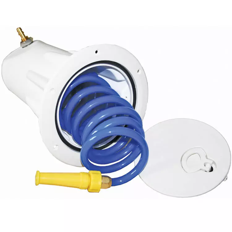 HoseCoil deck wash water pump systems flush mount hatch enclosure