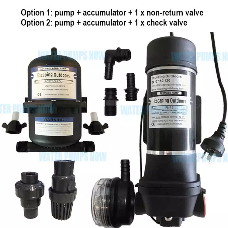 Coffee cart 240v water pump accumulator tank and choice of valve