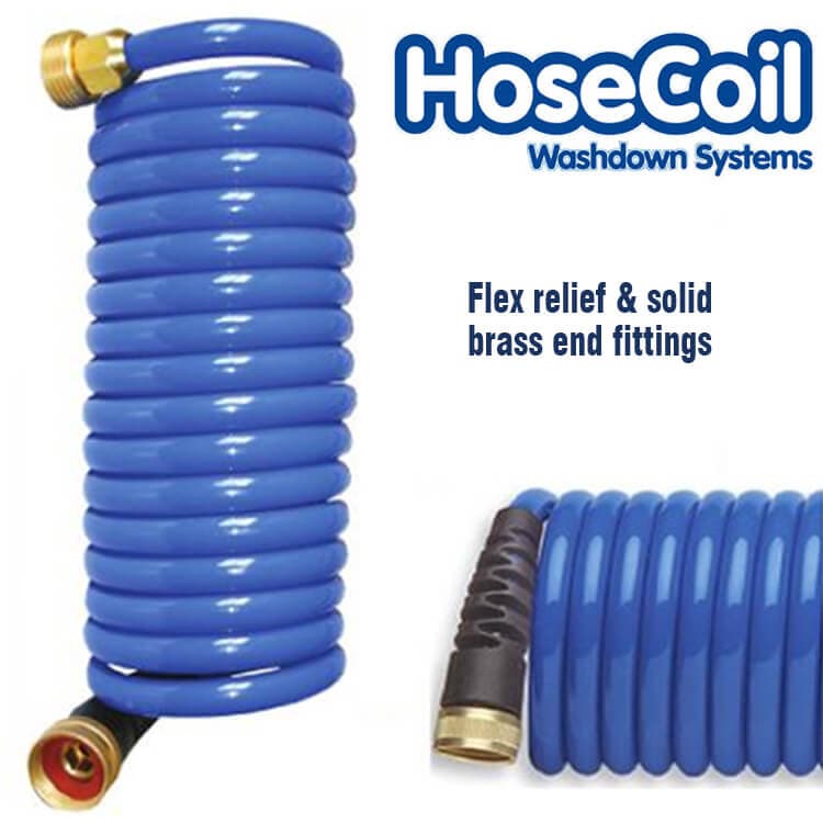 HoseCoil 7.6m flex relief flexible deckwash water pump hose - Water Pumps Now