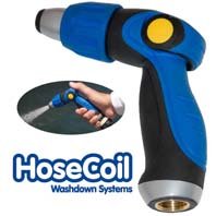 HoseCoil thumb lever deck-wash hose gun