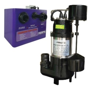 undersink pump system with Reefe RVS155VF vortex sump pump and timer