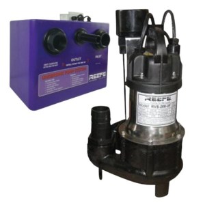 undersink pump system with Reefe RVS200VF vortex sump pump and timer