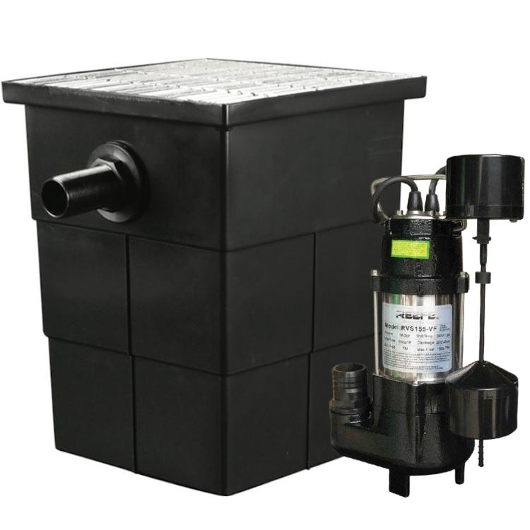 Stormwater pump pit kit with RVS155VF sump pump